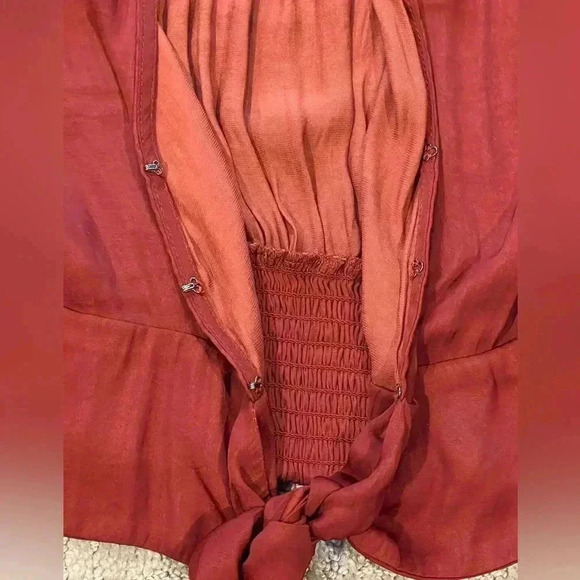 Free People Say it Ain’t So Blouse, Red, Long Sleeve, Cropped, V Neck, XS - Picture 13 of 16
